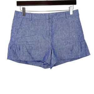 J. Crew Blue Linen Shorts Ruffle Size 2